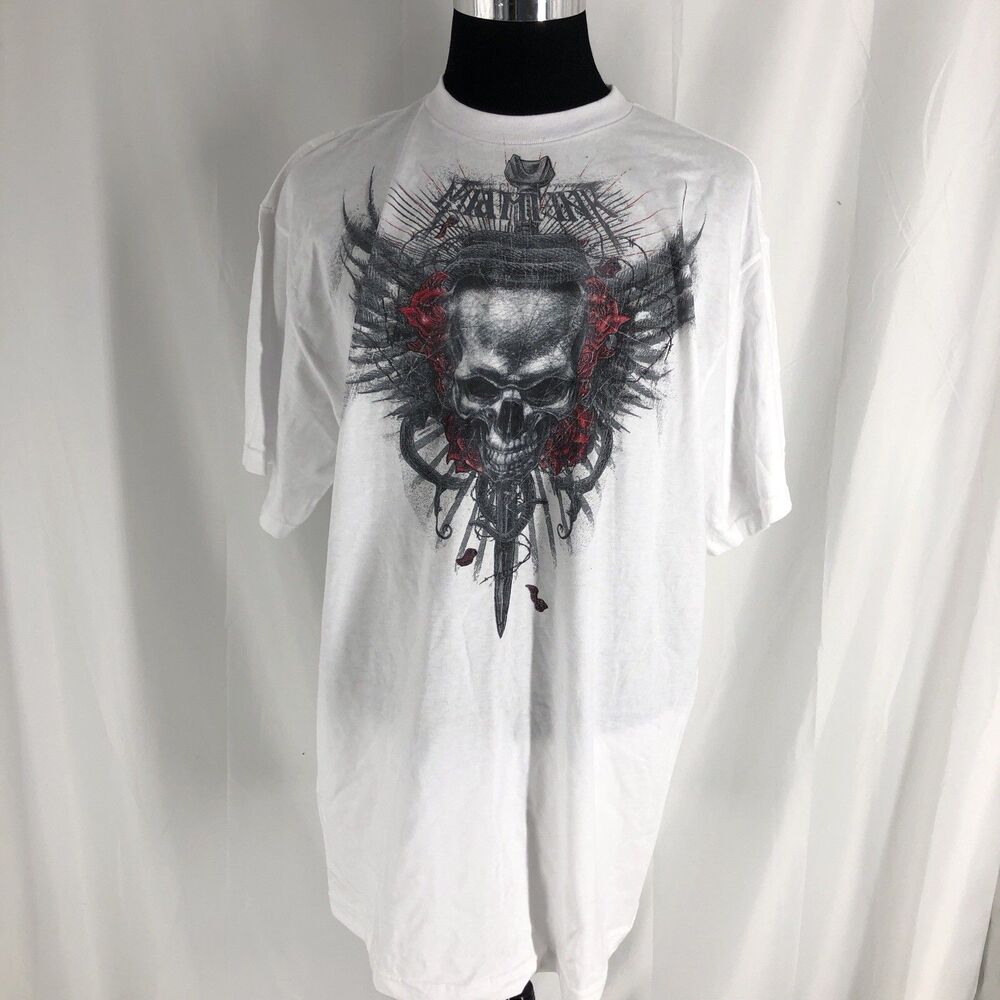 Miami Ink Shirt Mens XLT White Skull Tattoo Grunge Streetwear